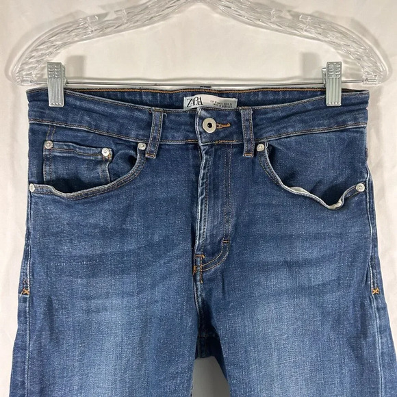 Zara Man Cut Off Shorts Men's 31 Dark Wash Denim High Rise Button Zip - Picture 2 of 9